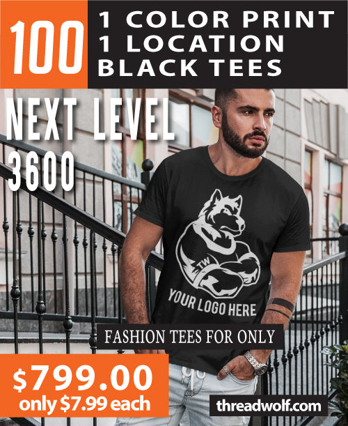 100 Black Next Level Shirts for $799.00