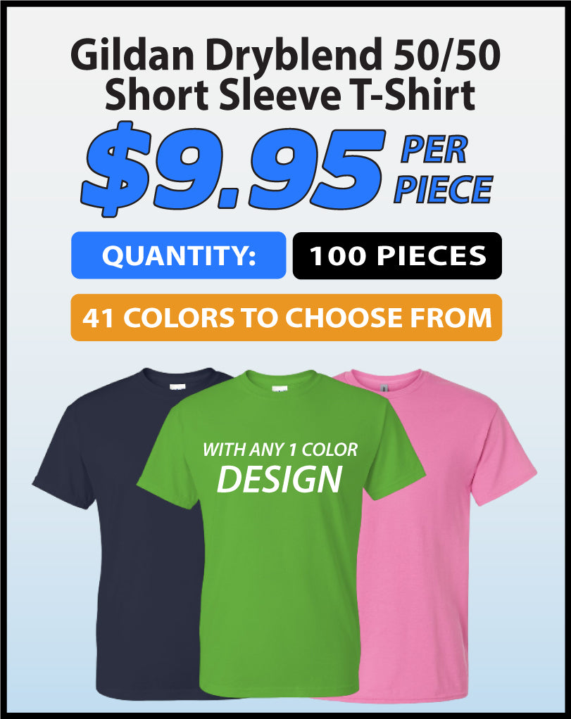 Gildan Dryblend 8000 50/50 T-Shirt Package (100 Pieces)