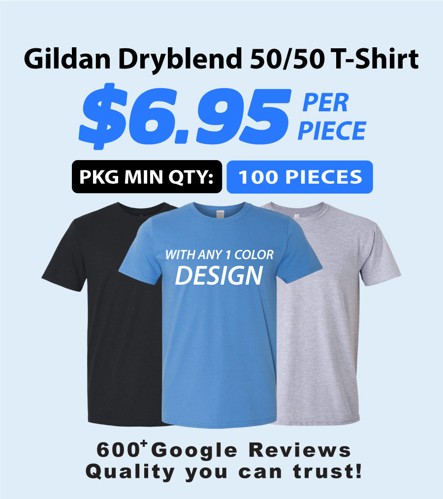 Gildan Dryblend 8000 50/50 T-Shirt Package (100 Pieces)