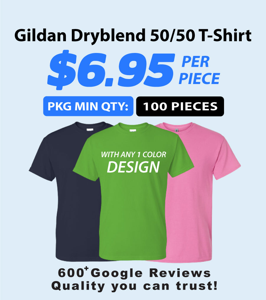 Gildan Dryblend 8000 50/50 T-Shirt Package (100 Pieces)